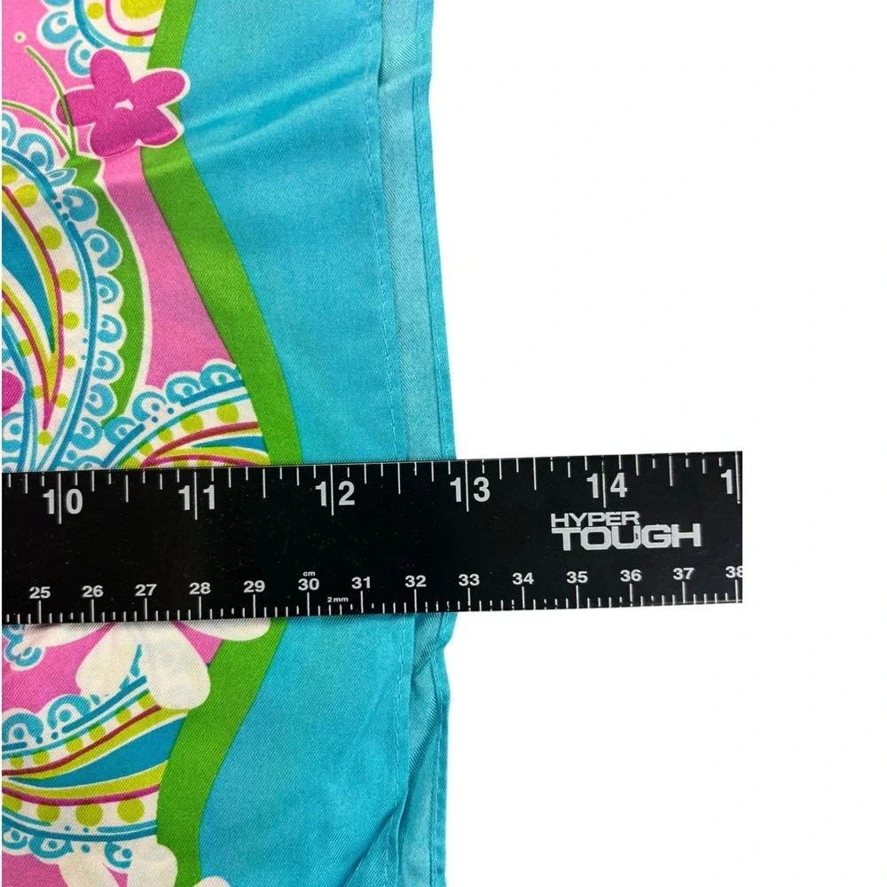 Lilly Pulitzer Scarf Women OS Pink Blue Floral Paisley Silk Ford Breast Cancer